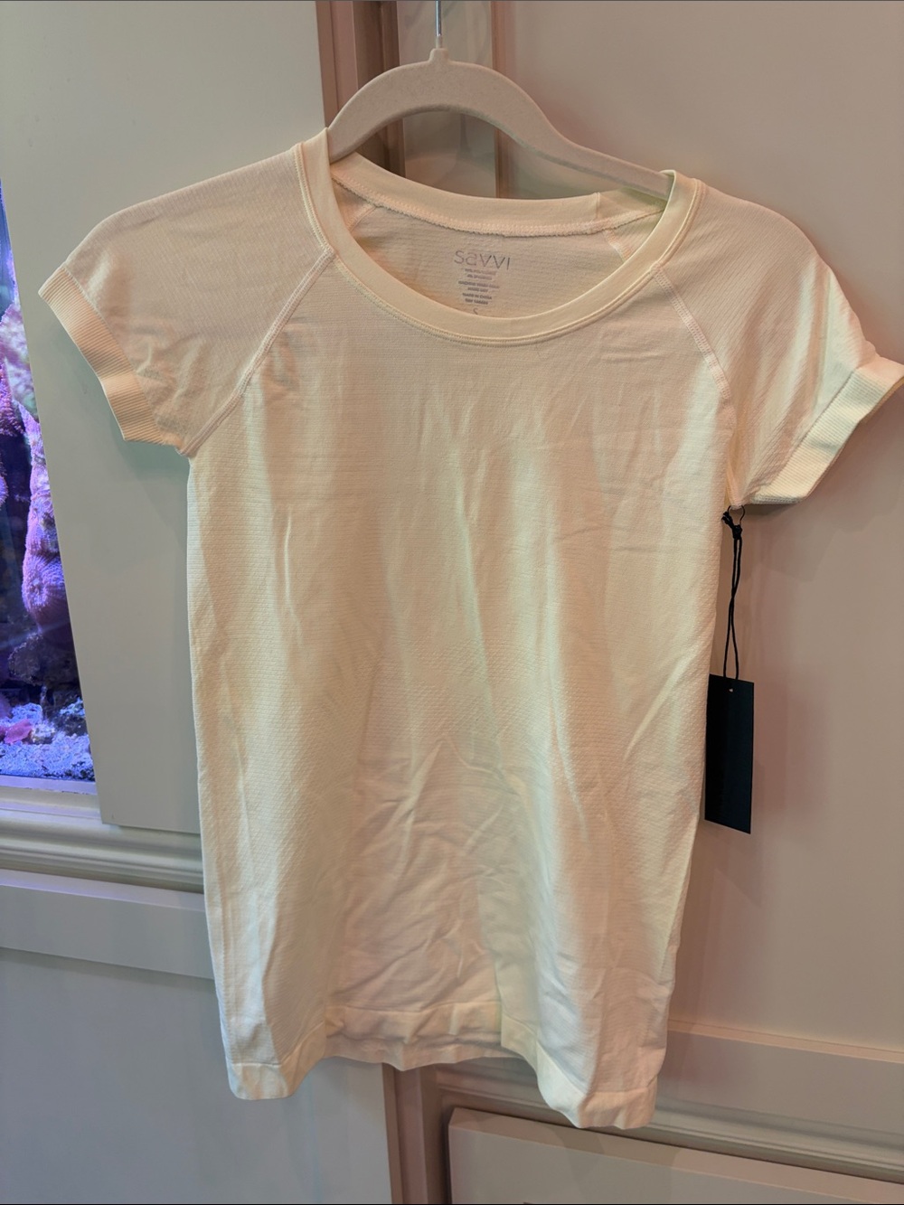 Savvi Women's Cream Short Sleeve Crewneck Tee - Lightweight Everyday Top